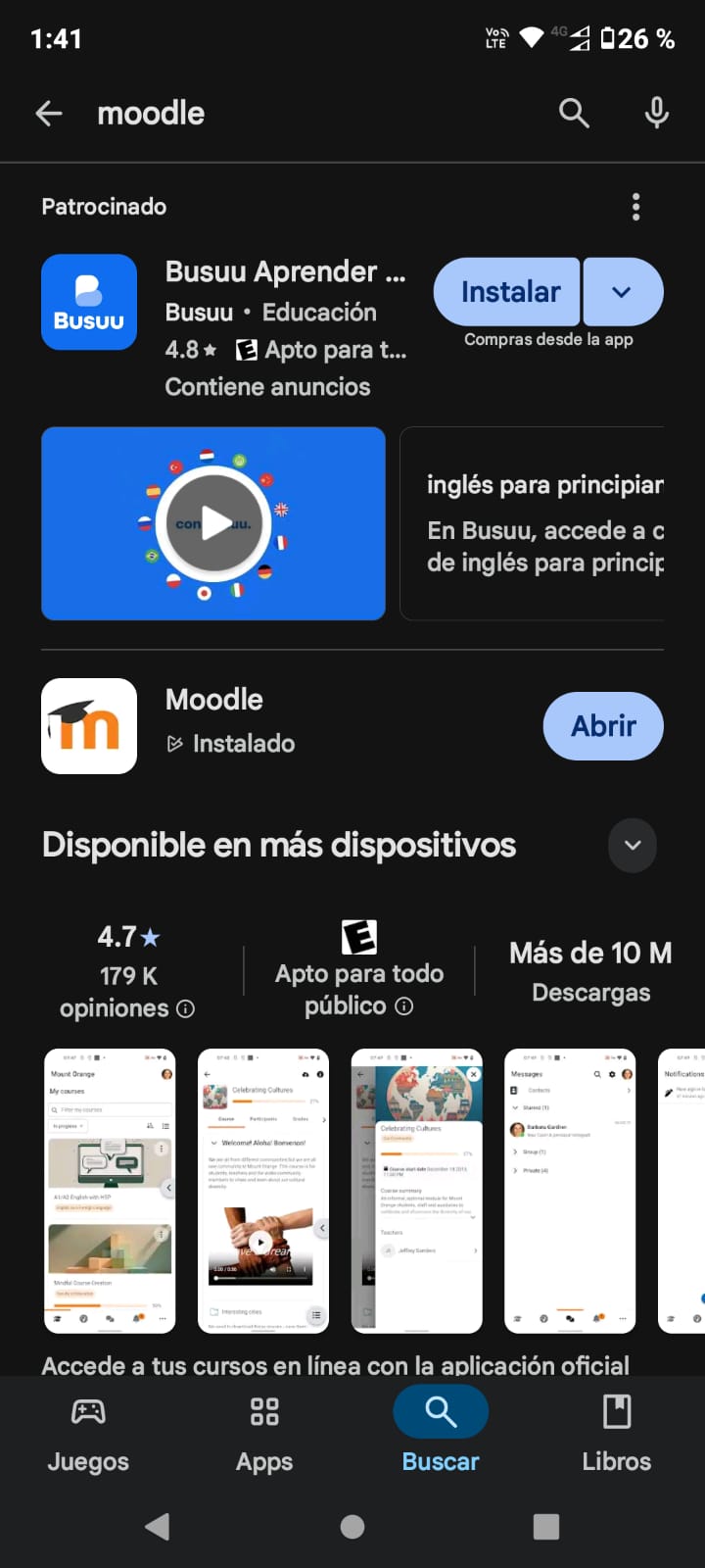 Descargar la app Moodle en Android o iOS